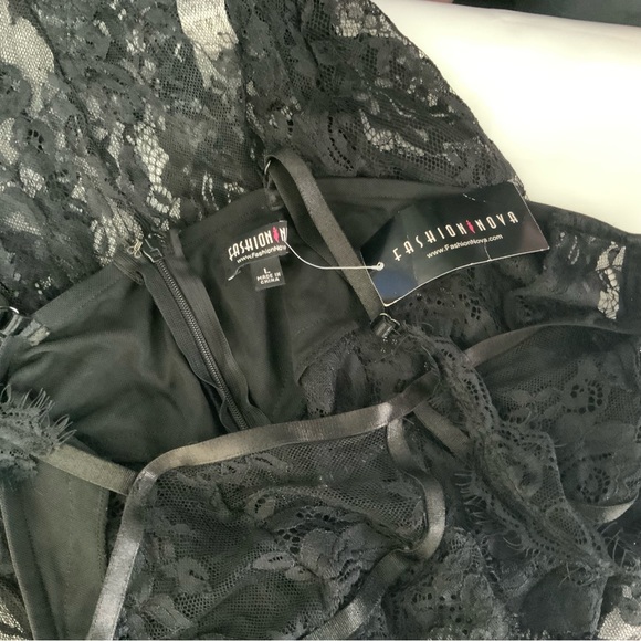 Fashion Nova Black Lace Dress Lingerie NWT - Picture 9 of 11
